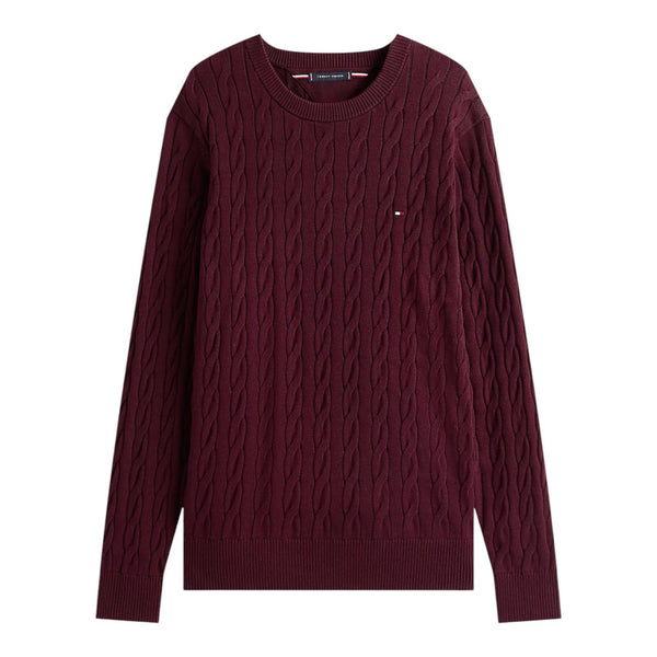 Maglie Uomo Tommy Hilfiger - Classic Cable Crew Neck - Bordeaux