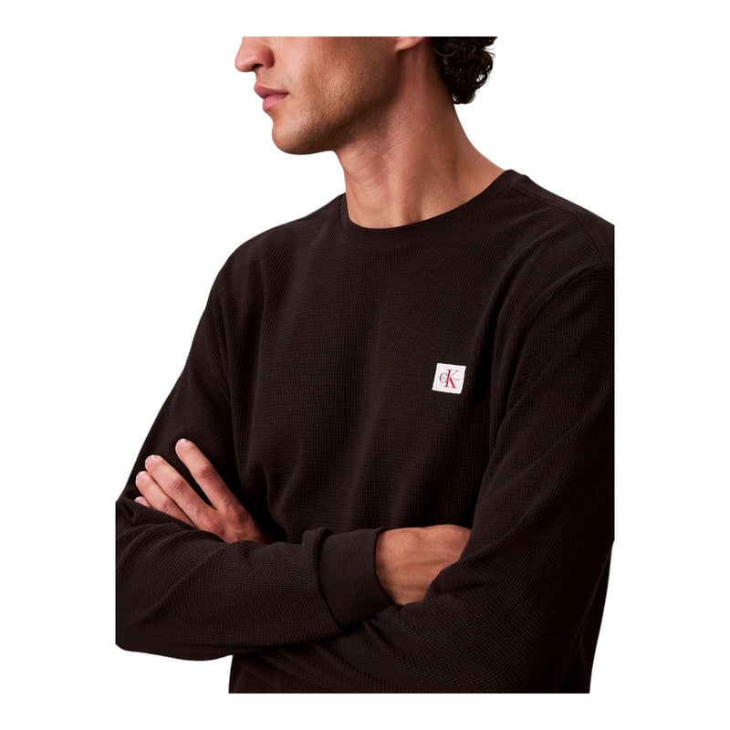 Maglie Uomo Calvin Klein - Ls Eu Badge 350Terry Cn Swtshrt - Nero
