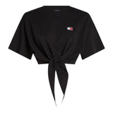 T-shirt Donna Tommy Hilfiger - Tjw Reg Waist Tie Badge Tee Ext - Nero
