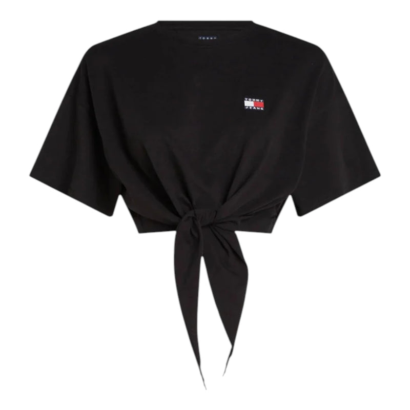 T-shirt Donna Tommy Hilfiger - Tjw Reg Waist Tie Badge Tee Ext - Nero