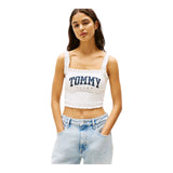 Canotte e top Donna Tommy Hilfiger - Bralette Varsity slim fit a nido d'ape - Bianco