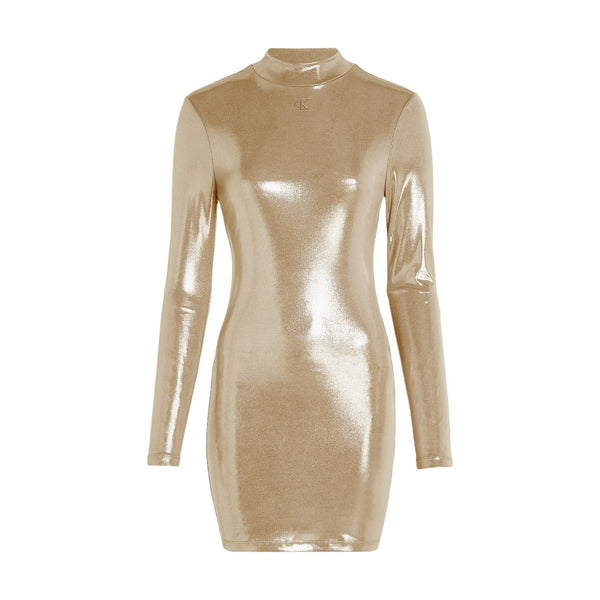 Vestiti casual Donna Calvin Klein - Metallic Long Sleeve Dress - Oro