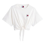 T-shirt Donna Tommy Hilfiger - Tjw Reg Waist Tie Badge Tee Ext - Bianco