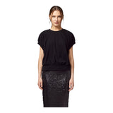 T-shirt Donna Alpha Studio - Giro M/M Jersey + Popeline - Nero