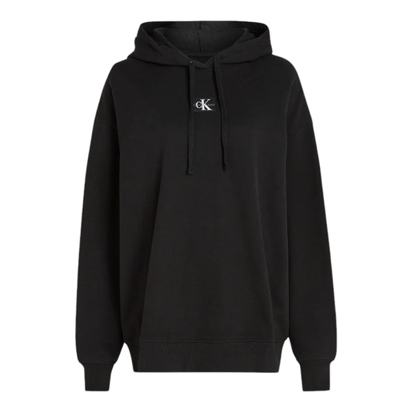 Felpe con cappuccio Donna Calvin Klein - Woven Label Oversized Hoodie - Nero