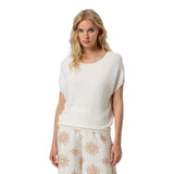 Maglie Donna Surkana - Maglione con collo a barca e maniche corte - Bianco