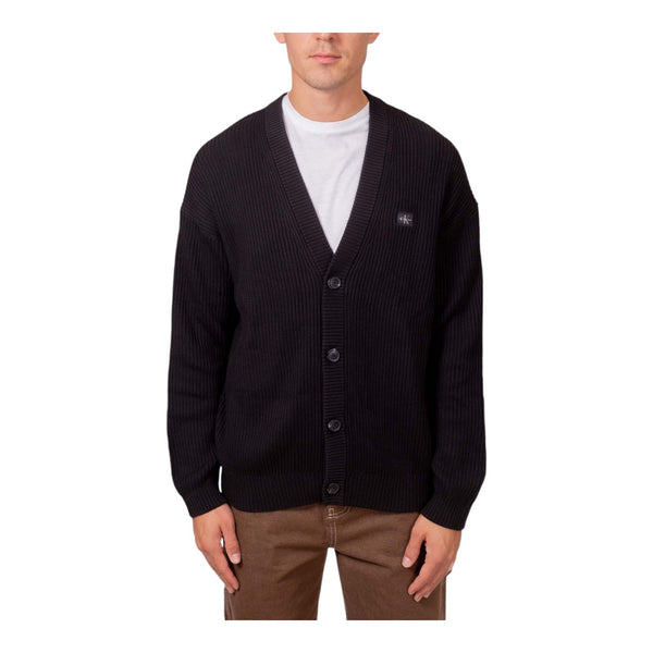 Cardigan Uomo Calvin Klein - Woven Label Cardigan - Nero