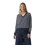 Maglie Donna Levi's - Super Soft Vneck Pullover - Parisienne Stripe Peac - Blu