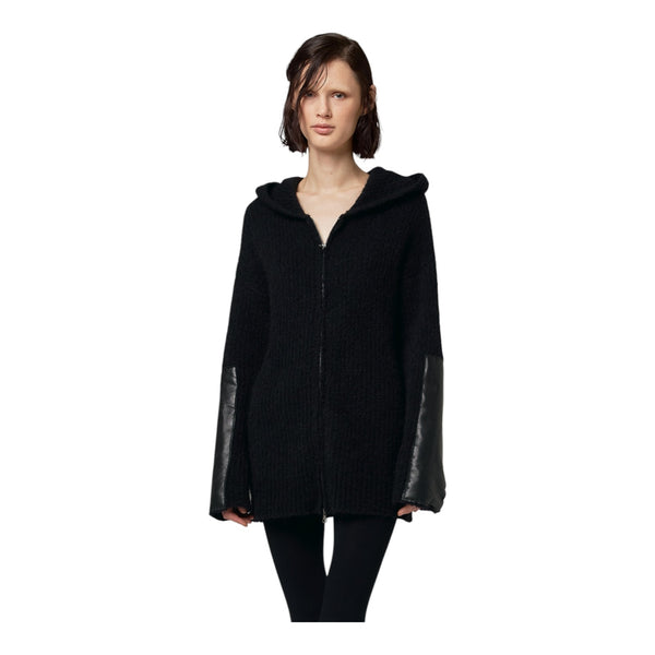 Maglioni Donna Alpha Studio - Cappuccio M/L Costa Inglese Leather &Tricot - Nero