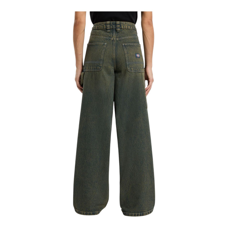 Jeans Donna Dickies - X Loose Denim Carpenter Pant W Green Tone Fade - Verde militare