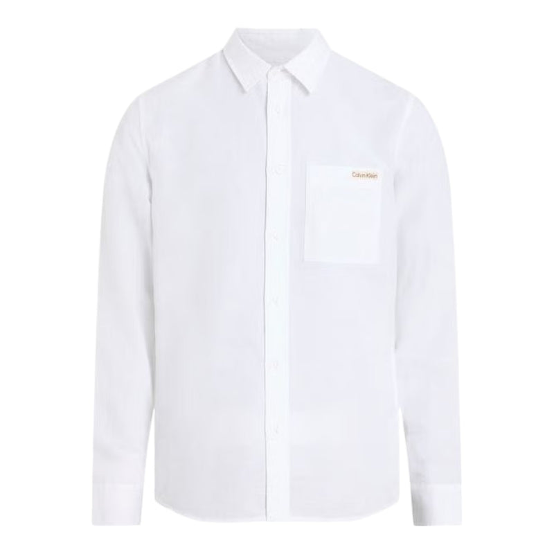Camicie casual Uomo Calvin Klein - Linen Cotton Shirt - Bianco
