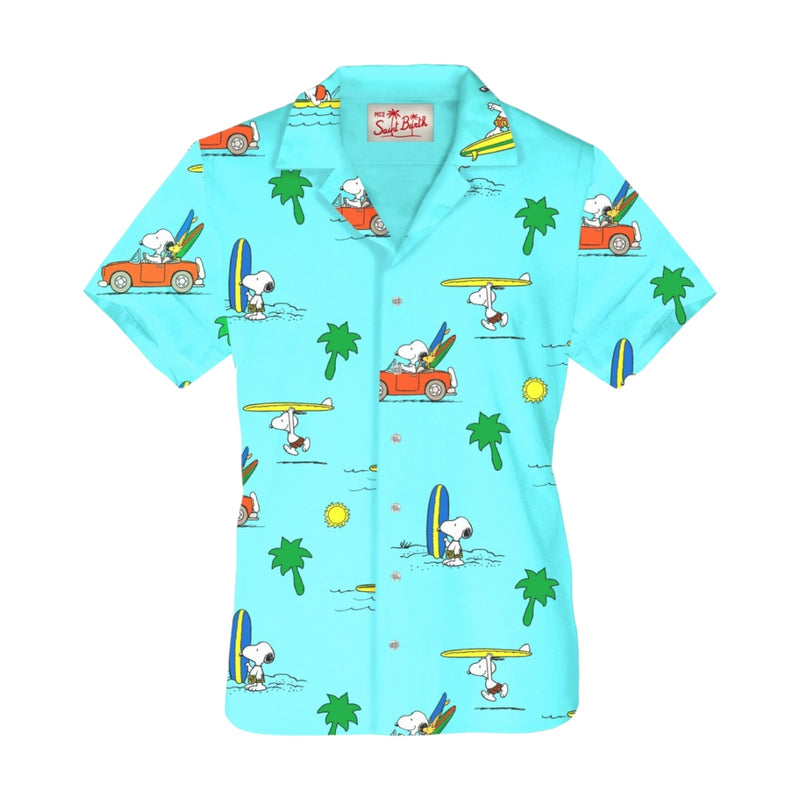 Camicie Bambini Unisex Mc2 Saint Barth - Shirt Cotton Hawaiian Style Snoopy Surfer Dude 56 - Multicolore