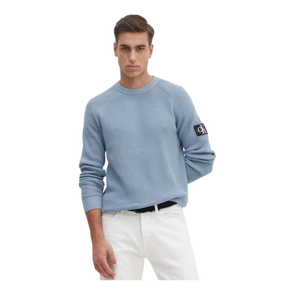 Maglie Uomo Calvin Klein - Badge Easy Sweater - Petrolio