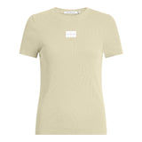 T-shirt Donna Calvin Klein - Washed Woven Label Rib Baby Tee - Beige