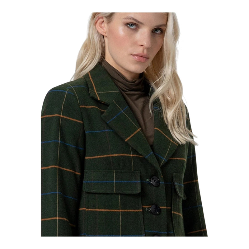 Giacche Donna Surkana - Blazer corto a quadri con fodera stampata - Verde