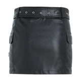 Gonne casual Donna Tommy Hilfiger - Tjw Buckle Pleather Mini Skirt - Nero