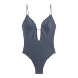 Costumi interi Donna Mc2 Saint Barth - Crunchy Plate Round Neck Onepiece Swimsuit With Ce - Nero