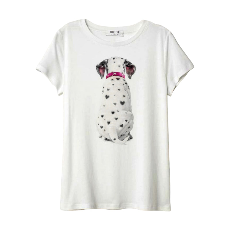 T-shirt Donna TopTee - Girocollo Dog Con Occhiali - Bianco