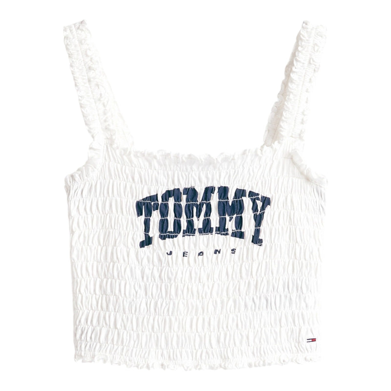 Canotte e top Donna Tommy Hilfiger - Bralette Varsity slim fit a nido d'ape - Bianco