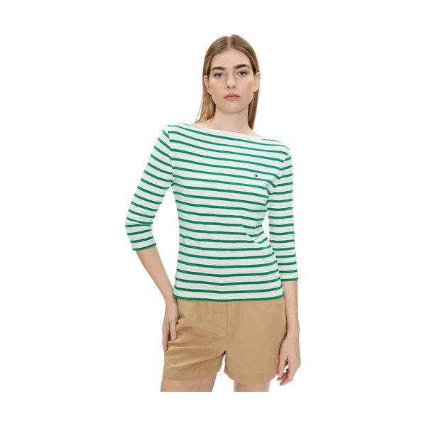 Maglie a manica lunga Donna Tommy Hilfiger - New Cody Slim Boat-Nk 3/4Slv - Verde