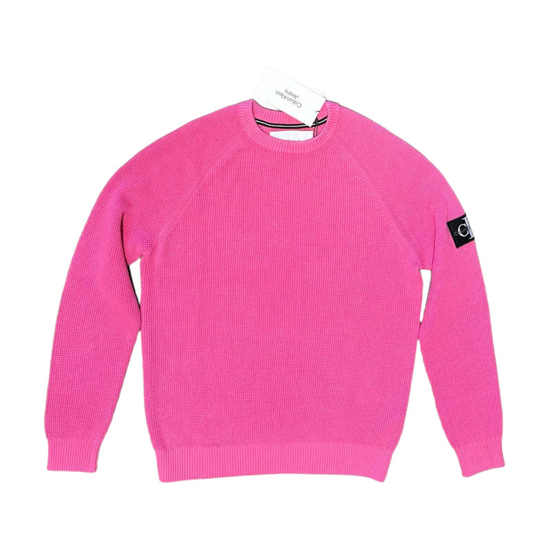 Maglie Uomo Calvin Klein - Badge Easy Sweater - Fucsia