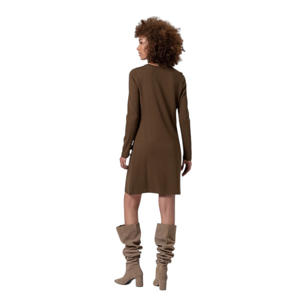 Vestiti casual Donna Surkana - Abito corto con taglio svasato - Marrone