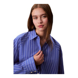 Camicie Donna Calvin Klein - Yd Stripe Boxy Cropped Shirt - Celeste