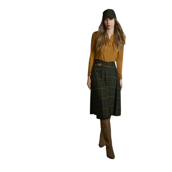 Gonne casual Donna Surkana - Gonna a quadri con pieghe davanti - Verde
