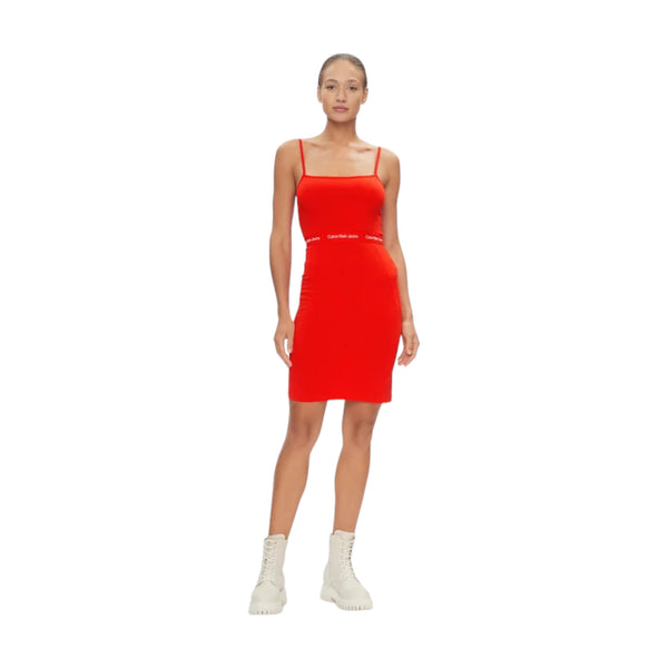 Vestiti casual Donna Calvin Klein - Logo Elastic Strappy Dress - Rosso