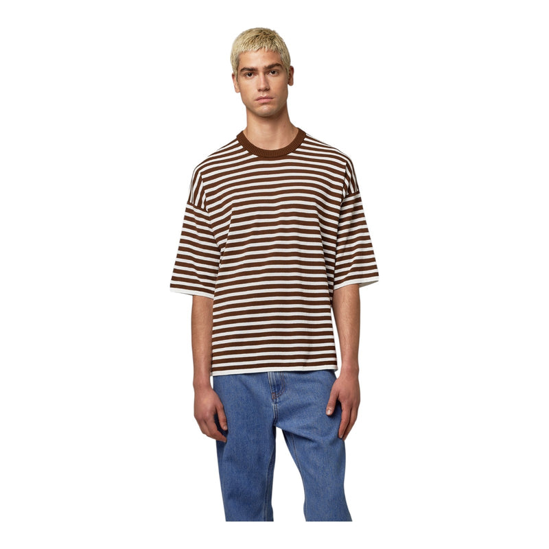 T-shirt Uomo Alpha Studio - T-Shirt M/M Riga Righe Crepe Relaxed Fit - Marrone
