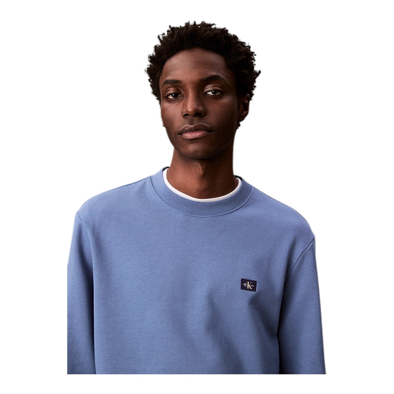 Maglie Uomo Calvin Klein - Ls Eu Badge 350Terry Cn Swtshrt - Azzurro