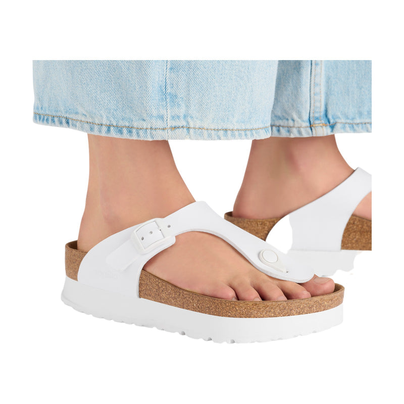 Sandali Donna Birkenstock - Gizeh Platform white veg, Birko Flor - Bianco