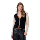 Cardigan Donna Surkana - Cardigan a scollo a V con contrasti - Multicolore