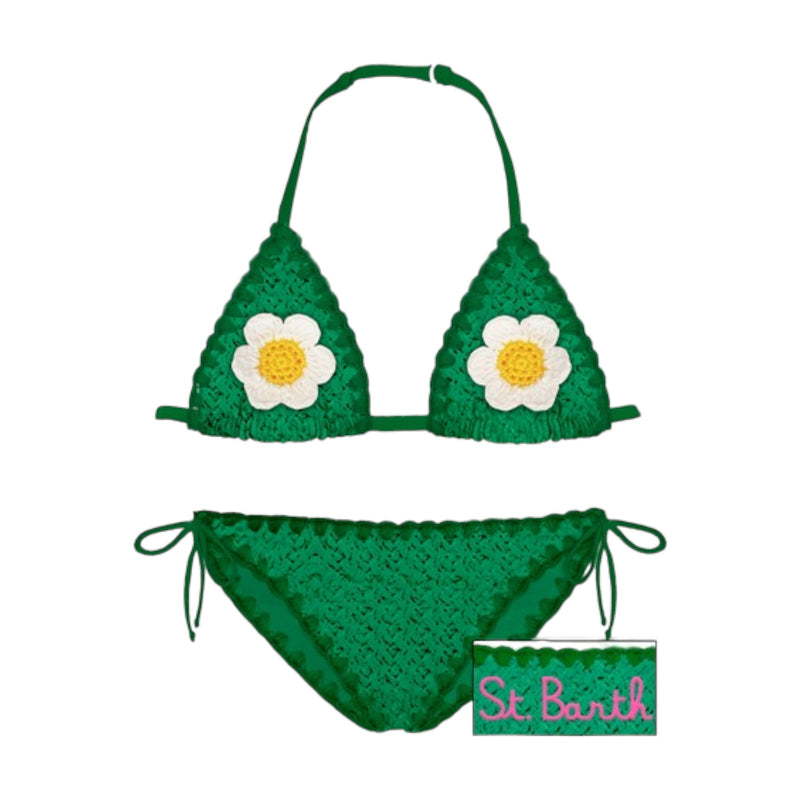 Costumi a due pezzi Bambini Unisex Mc2 Saint Barth - Holly Classic Triangle Bikini - Verde