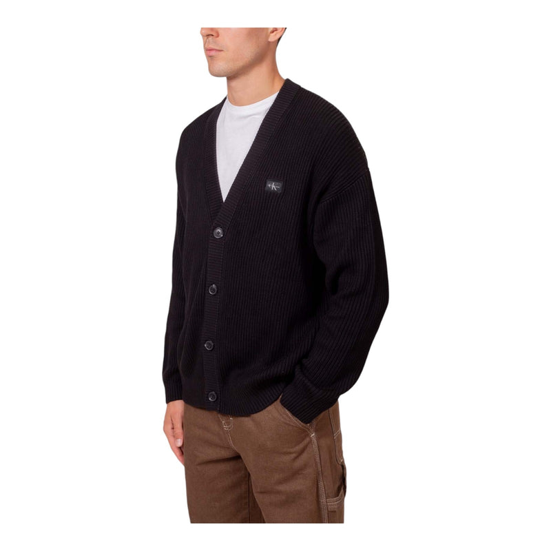 Cardigan Uomo Calvin Klein - Woven Label Cardigan - Nero