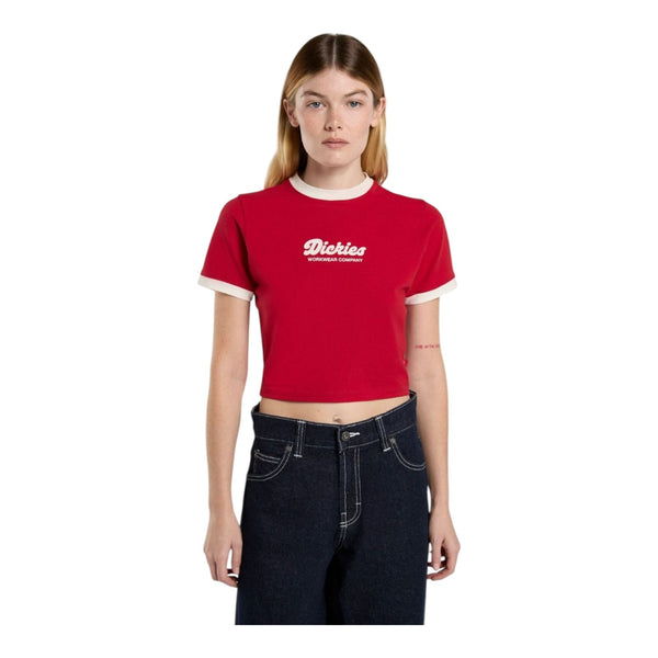 T-shirt Donna Dickies - Lewistown Ringer Ss Tee W - Rosso