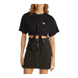 T-shirt Donna Tommy Hilfiger - Tjw Reg Waist Tie Badge Tee Ext - Nero