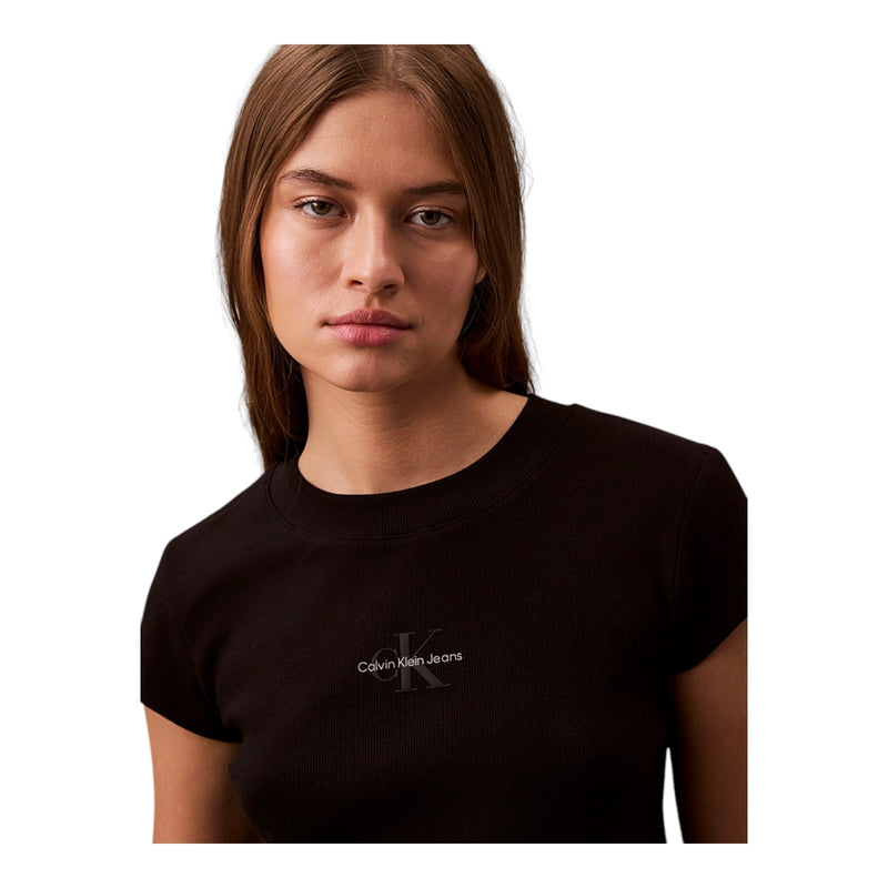 T-shirt Donna Calvin Klein - Monogram Baby Tee - Nero