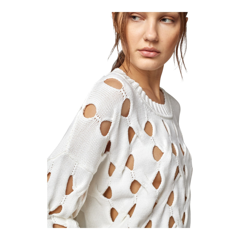 Pullover filo Donna Alpha Studio - Giro M/L Boxy - Panna