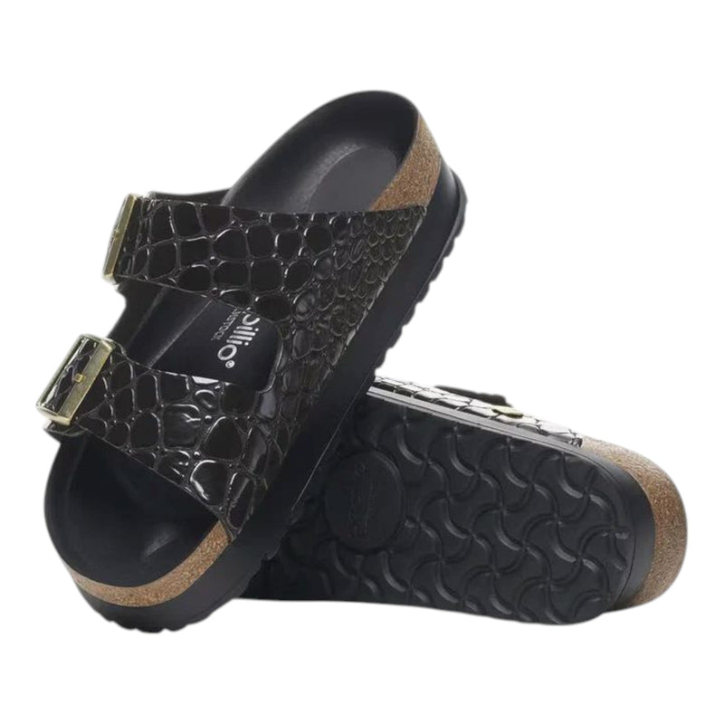 Sandali Donna Birkenstock - Arizona Platf black, Natural Leather Croc - Nero