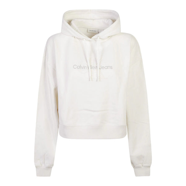 Felpe con cappuccio Donna Calvin Klein - Chenille Monologo Hoodie - Avorio