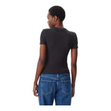 T-shirt Donna Calvin Klein - Woven Label Rib Fitted Tee - Nero