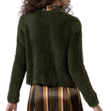 Cardigan Donna Surkana - Giacca in maglia effetto pelliccia - Verde