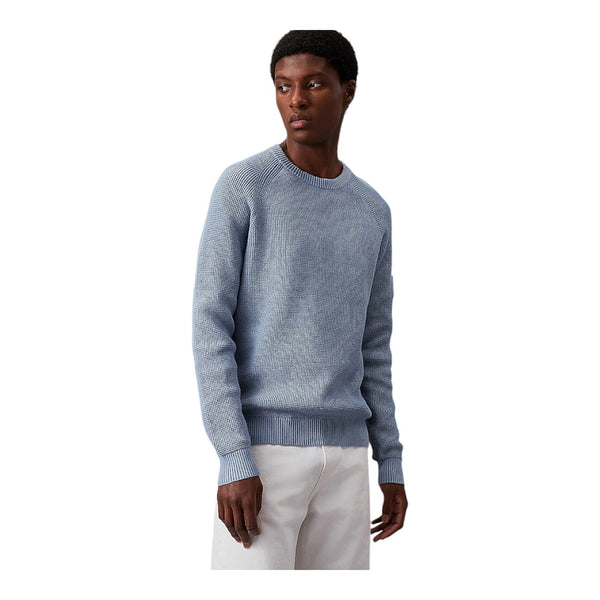 Maglie Uomo Calvin Klein - Badge Easy Sweater - Azzurro