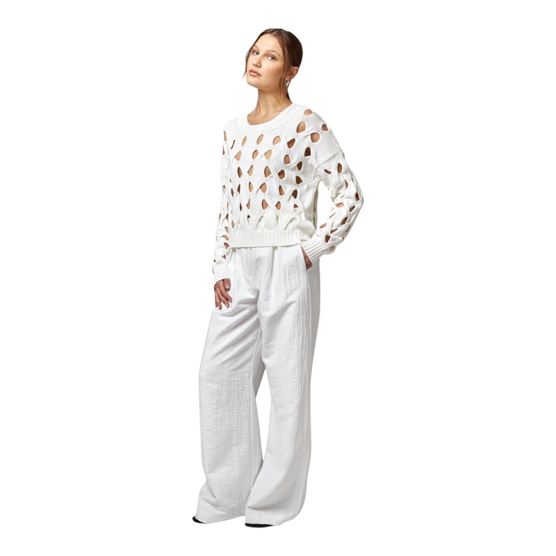 Pullover filo Donna Alpha Studio - Giro M/L Boxy - Panna