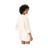 Camicie Donna Surkana - Camicia lunga in viscosa e lino - Bianco