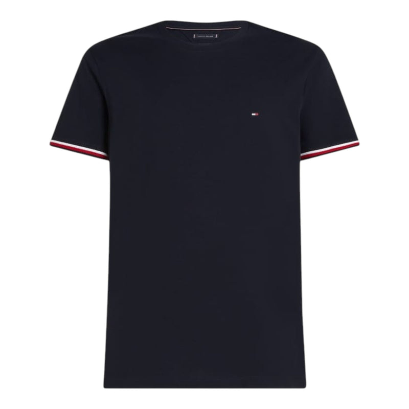 T-shirt Uomo Tommy Hilfiger - Global Stripe Cuff Tee - Blu