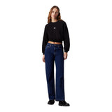 Felpe senza cappuccio Donna Calvin Klein - Woven Label Crew Neck - Nero