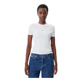 T-shirt Donna Calvin Klein - Woven Label Rib Fitted Tee - Bianco