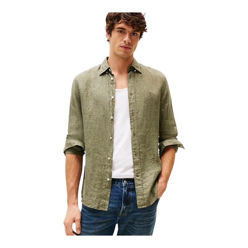 Camicie casual Uomo Tommy Hilfiger - Pigment Dyed Li Solid Rf Shirt - Verde